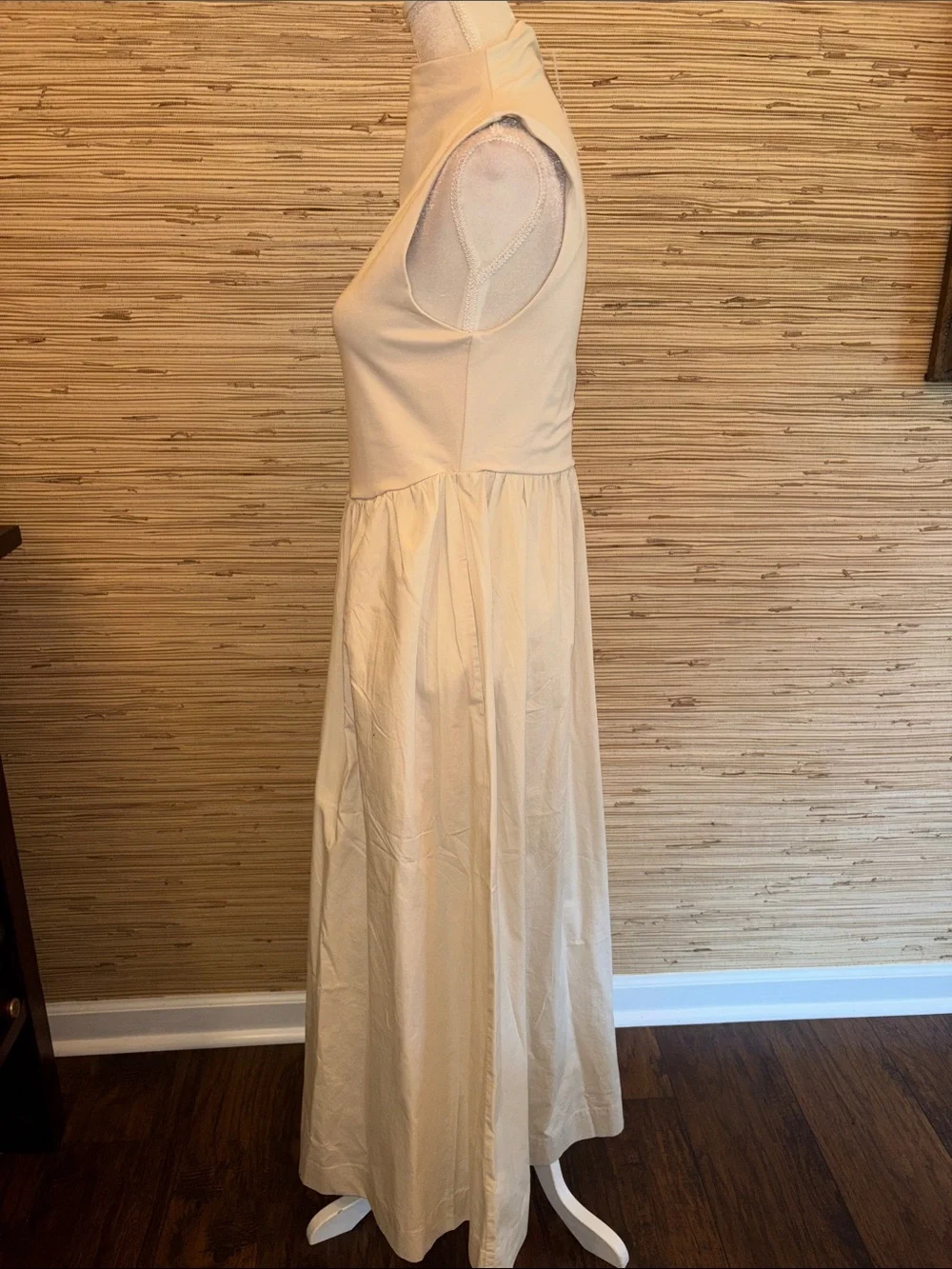 J. Crew medium Sleeveless Cream Maxi Dress with High Neck & pockets nwt!